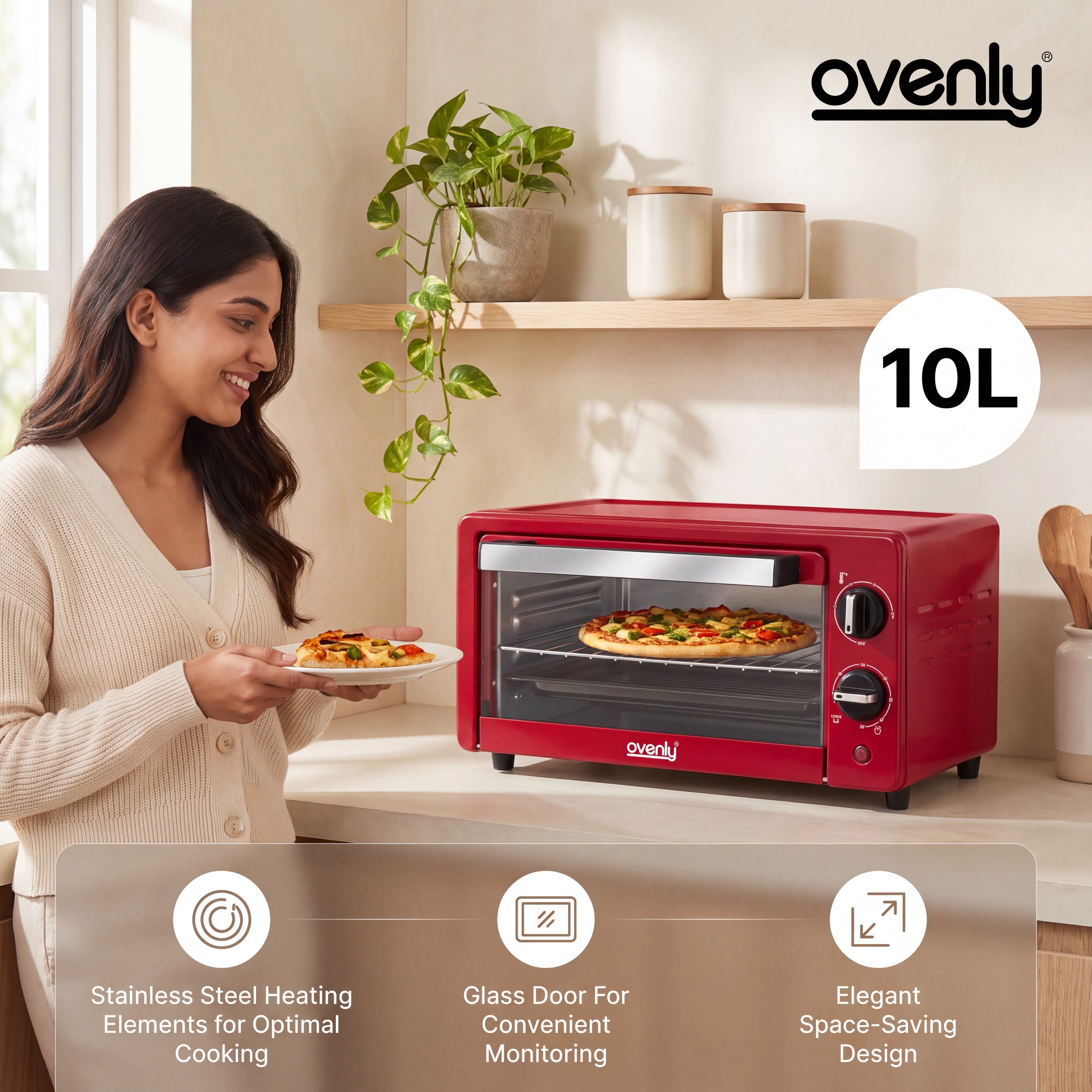 ELECTRIC OVEN 10 LITRE (RED)
